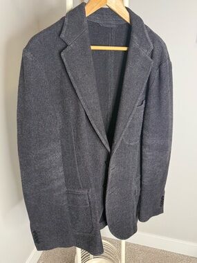Montedoro Gray Knit Blazer with Orange Logo